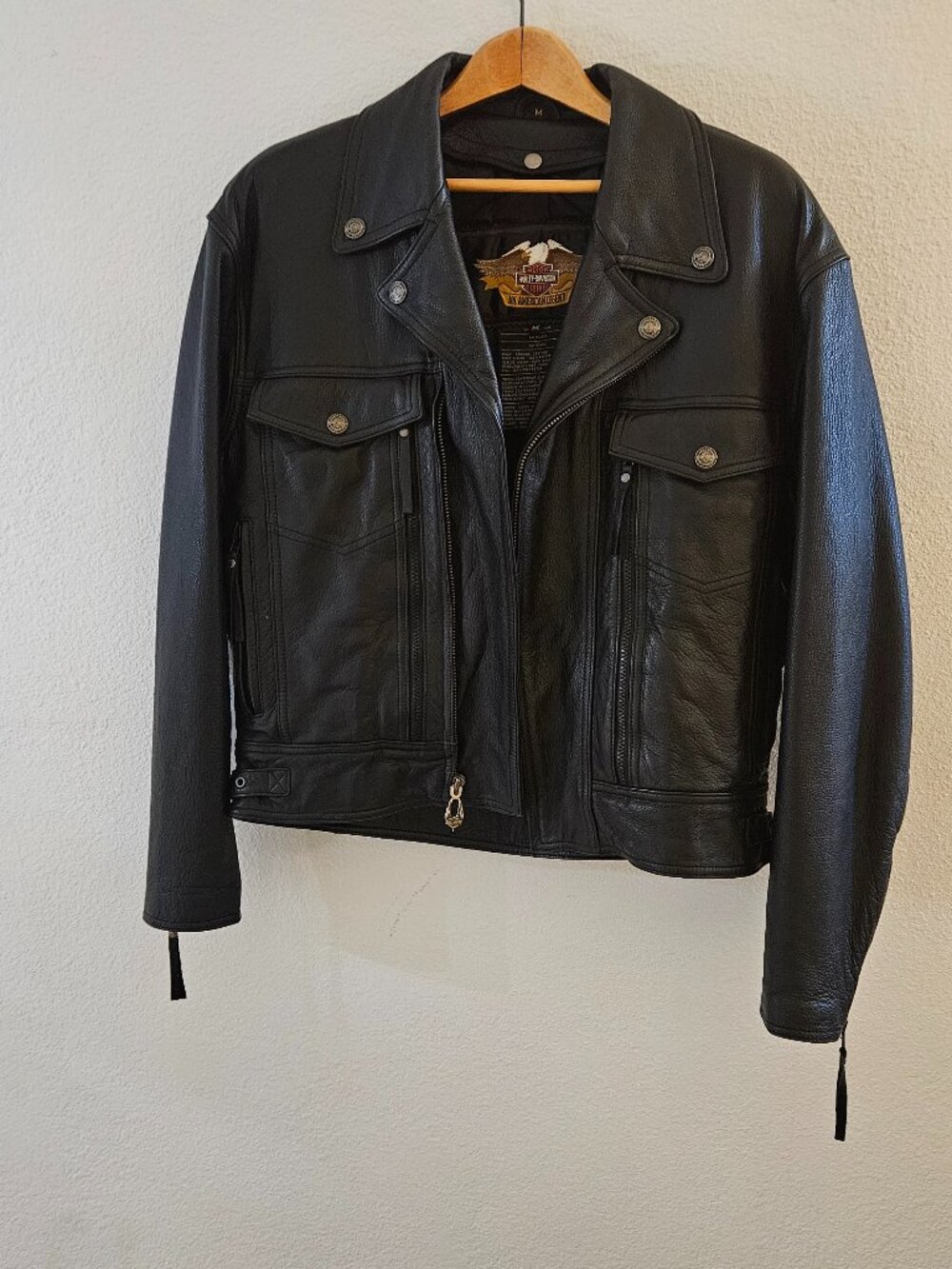 Vintage Harley Davidson Leather Jacket Vented Nevada Removable Liner M {#916-1} - Picture 14 of 16